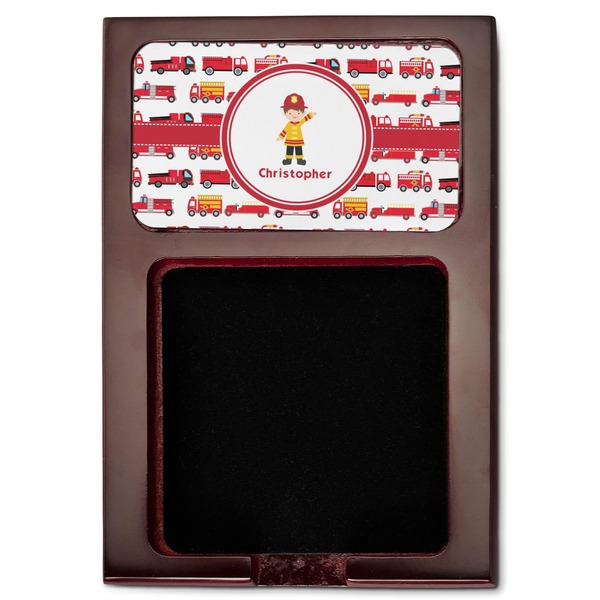 Firetrucks Red Mahogany Sticky Note Holder - Flat