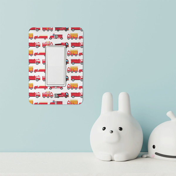 Firetrucks Rocker Light Switch Covers - Single - IN CONTEXT