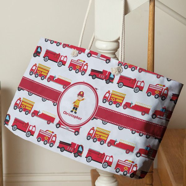 Firetrucks Large Rope Tote - Life Style