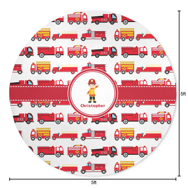 Firetrucks Round Area Rug - Size