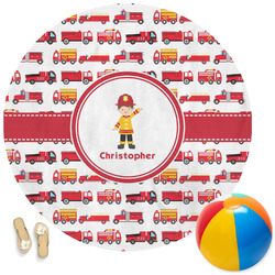 Firetrucks Round Beach Towel (Personalized)