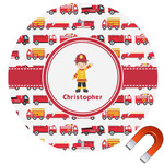 Firetrucks Round Car Magnet - 10" (Personalized)