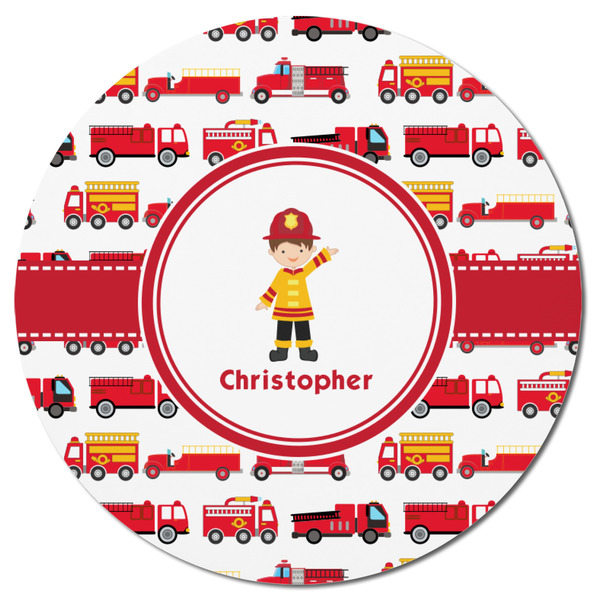 Firetrucks Round Fridge Magnet - FRONT