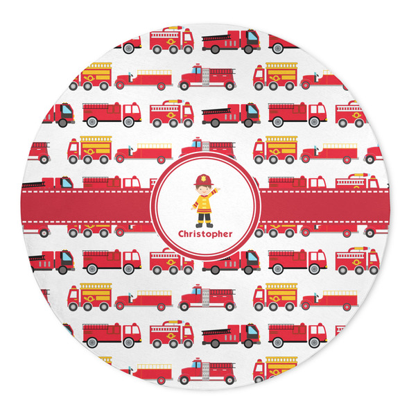 Custom Firetrucks 5' Round Indoor Area Rug (Personalized)