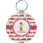 Firetrucks Round Plastic Keychain (Personalized)
