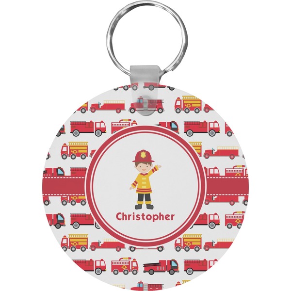 Custom Firetrucks Round Plastic Keychain (Personalized)
