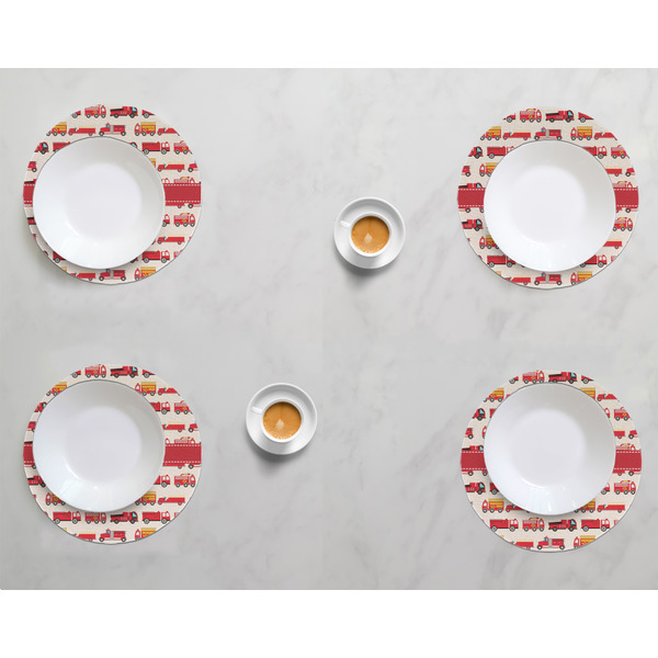 Firetrucks Round Linen Placemats - LIFESTYLE (set of 4)