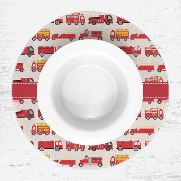 Firetrucks Round Linen Placemats - LIFESTYLE (single)