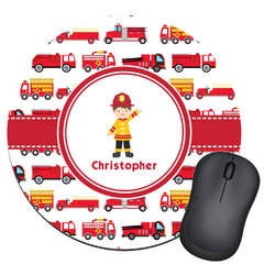 Firetrucks Round Mouse Pad (Personalized)