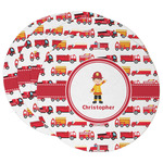 Firetrucks Round Paper Coasters w/ Name or Text