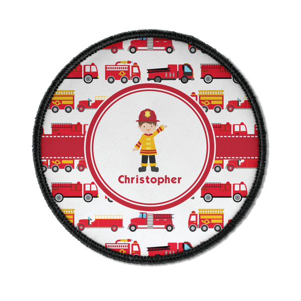 Custom Firetrucks Iron On Round Patch w/ Name or Text