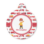 Firetrucks Round Pet ID Tag - Small (Personalized)