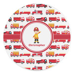 Firetrucks Round Stone Trivet (Personalized)