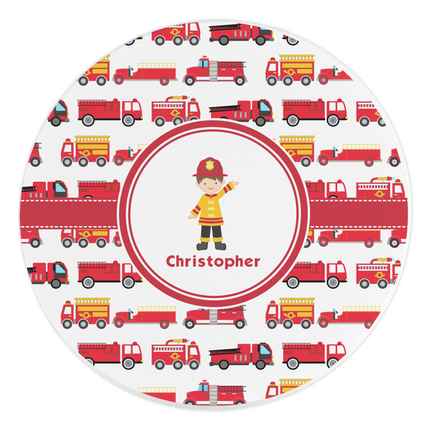 Custom Firetrucks Round Stone Trivet (Personalized)