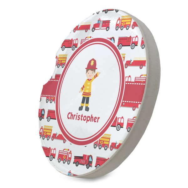 Firetrucks Sandstone Car Coaster - STANDING ANGLE
