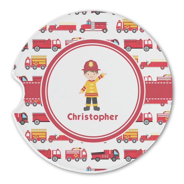 Custom Firetrucks Sandstone Car Coaster - Single (Personalized)