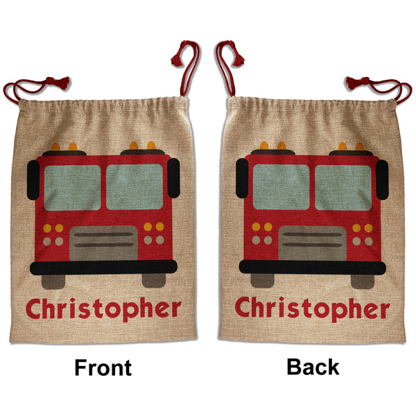 Custom Firetrucks Santa Sack - Front & Back (Personalized)