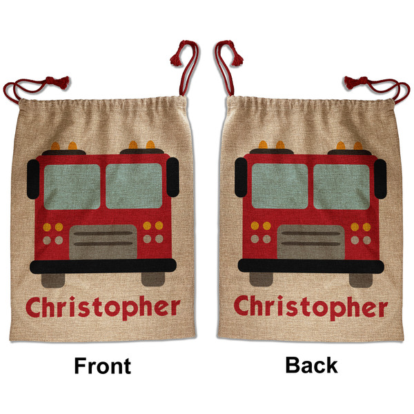 Firetrucks Santa Bag - Front and Back