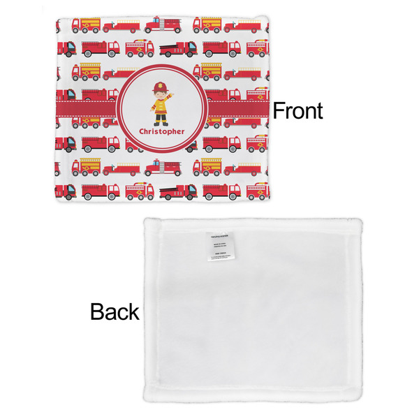 Firetrucks Security Blanket - Front & White Back View