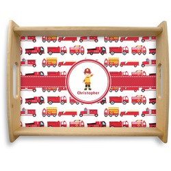Firetrucks Natural Wooden Tray - Large (Personalized)