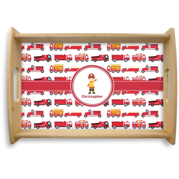 Custom Firetrucks Natural Wooden Tray - Small (Personalized)
