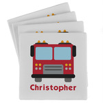 Firetrucks Absorbent Stone Coasters - Set of 4 (Personalized)