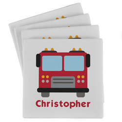 Firetrucks Absorbent Stone Coasters - Set of 4 (Personalized)