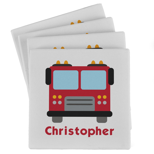 Custom Firetrucks Absorbent Stone Coasters - Set of 4 (Personalized)