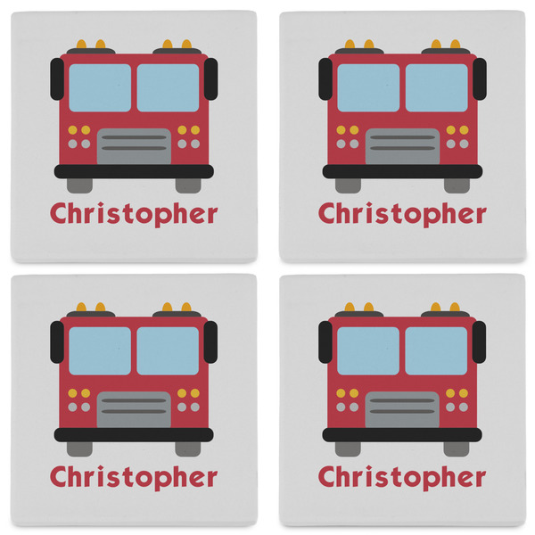Firetrucks Set of 4 Sandstone Coasters - See All 4 View
