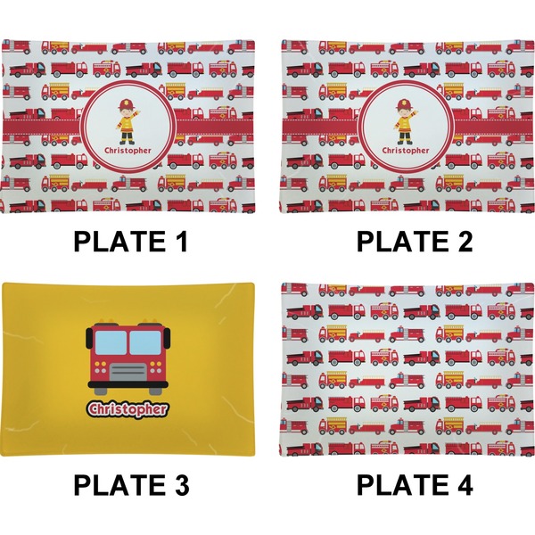 Firetrucks Set of Rectangular Appetizer / Dessert Plates (Approval)