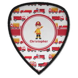 Firetrucks Iron on Shield Patch A w/ Name or Text