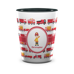 Firetrucks Ceramic Shot Glass - 1.5 oz - Two Tone - Set of 4 (Personalized)