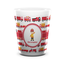 Firetrucks Ceramic Shot Glass - 1.5 oz - White - Set of 4 (Personalized)