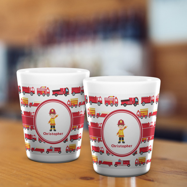 Firetrucks Shot Glass - White - LIFESTYLE