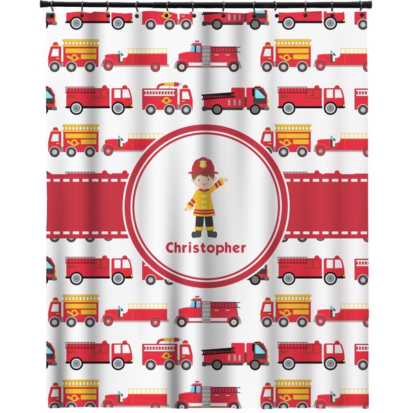 Custom Firetrucks Extra Long Shower Curtain - 70"x84" (Personalized)