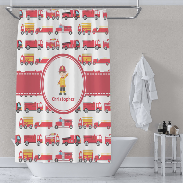 Firetrucks Shower Curtain Lifestyle