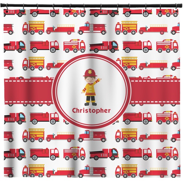 Custom Firetrucks Shower Curtain (Personalized)
