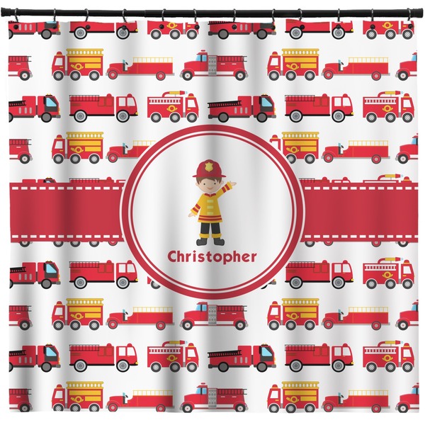 Custom Firetrucks Shower Curtain - 71" x 74" (Personalized)