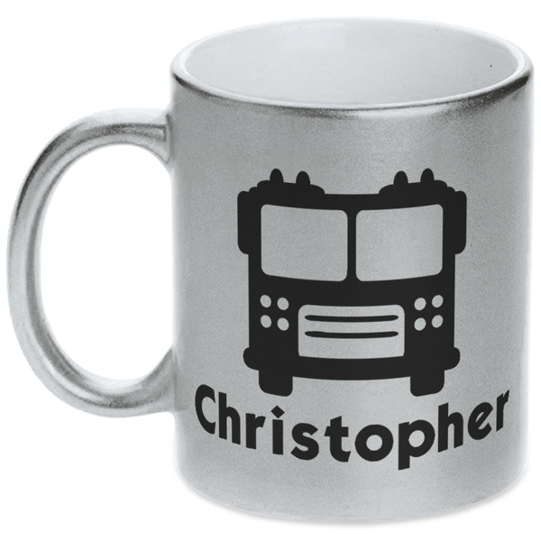Custom Firetrucks Metallic Silver Mug (Personalized)
