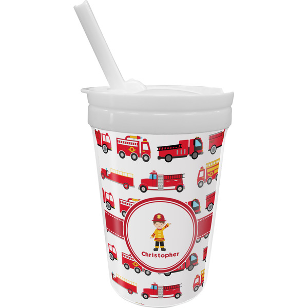 Custom Firetrucks Sippy Cup with Straw (Personalized)