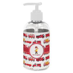 Firetrucks Plastic Soap / Lotion Dispenser (8 oz - Small - White) (Personalized)
