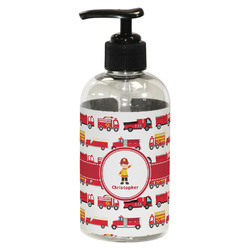 Firetrucks Plastic Soap / Lotion Dispenser (8 oz - Small - Black) (Personalized)