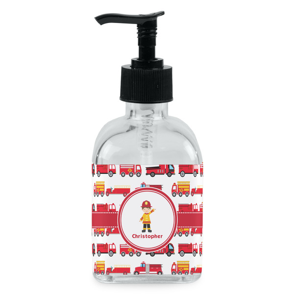 Custom Firetrucks Glass Soap & Lotion Bottle - Single Bottle (Personalized)