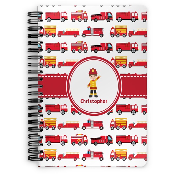 Custom Firetrucks Spiral Notebook - 7x10 w/ Name or Text