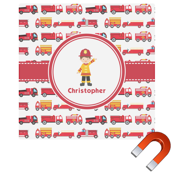 Custom Firetrucks Square Car Magnet - 10" (Personalized)