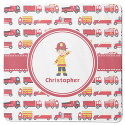 Firetrucks Square Rubber Backed Coaster (Personalized)