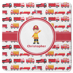 Firetrucks Square Rubber Backed Coaster (Personalized)