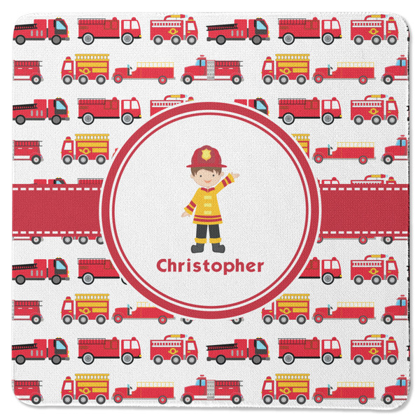Custom Firetrucks Square Rubber Backed Coaster (Personalized)