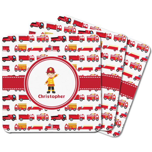 Firetrucks Square Fridge Magnet - MAIN
