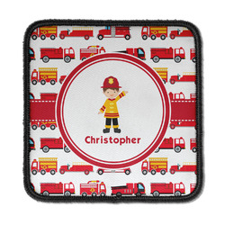 Firetrucks Iron On Square Patch w/ Name or Text